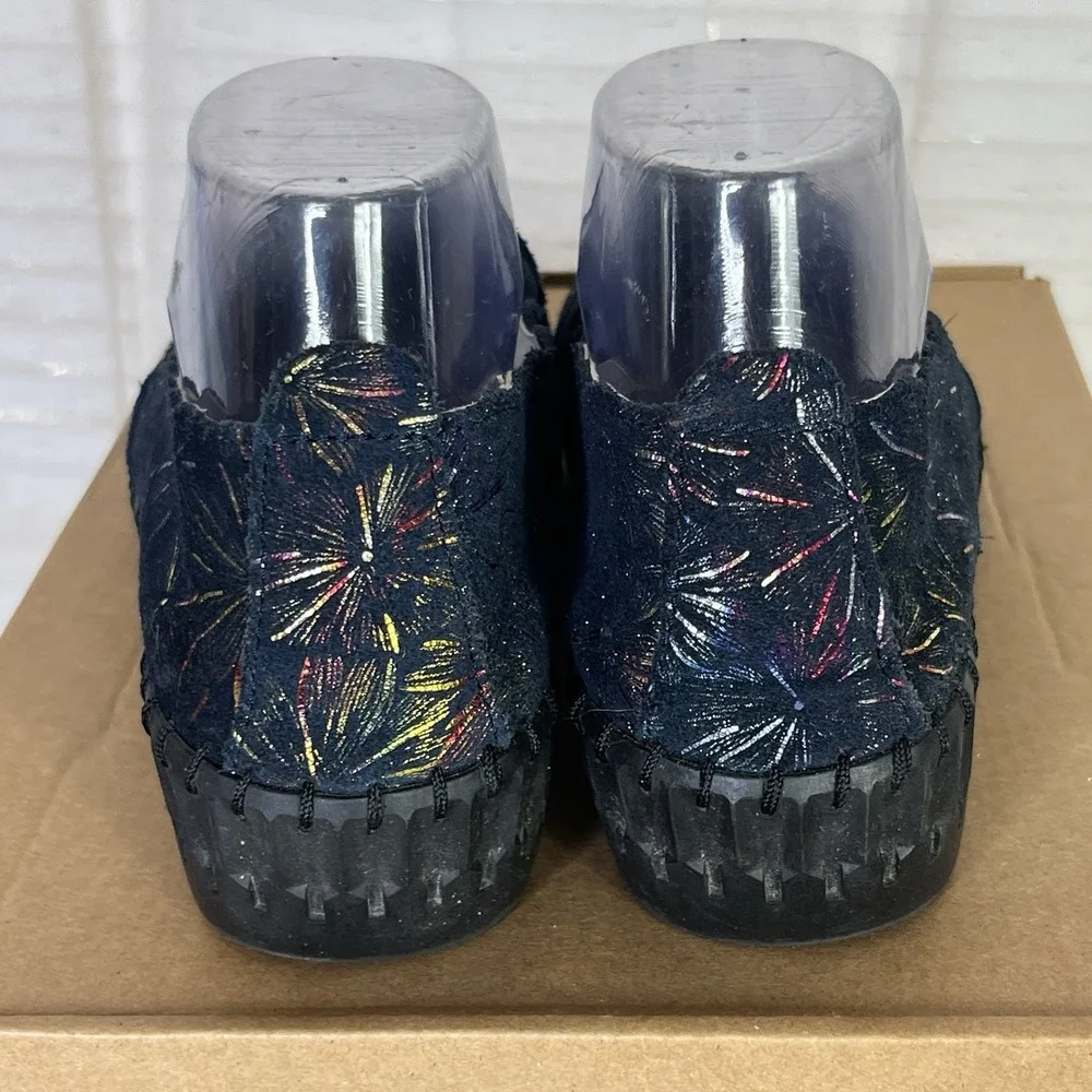 Spring Step Women Size 40 Saszier‎ Comfort Shoes Leather Black Fireworks Slip On